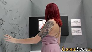 Redhead fucks gloryhole!