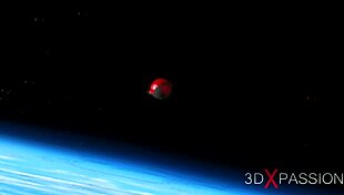 3d sci-fi dickgirl android plays with hot woman in space station.