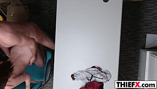 Pervert officer fucks her at work