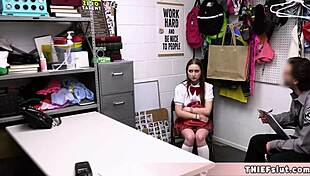 Petite Teen Shoplifter Caught In Back Room