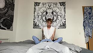 I fucked the tight ass of a sweet twink on the bed, it was so sexy and bdsm-like