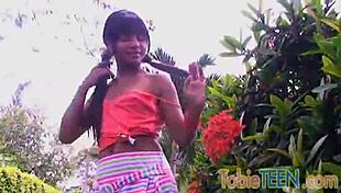 Tobie Teen Fingers Her Sweet Pussy Solo Outdoors With Toys.