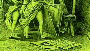 vintage illustration of antique cartoon retro scene