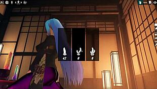 Kadobu Hentai Game Ep 2: Futanari Girl Gives Footjob to Living Dildo in Weird Cartoon