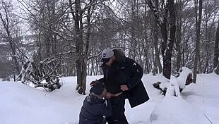 Hot Student Sucks Professor’s Massive Cock After Ski Lesson in Public
