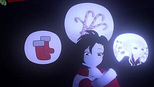 whiterose christmas turns wild with hentai lesbian squirts