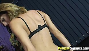 Brunette Ts Bia Bastos Wanks Her Big Cock Solo With Tits Out!