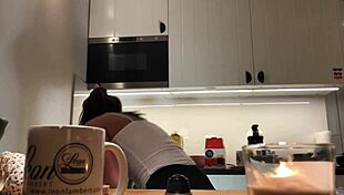 Amazing Nipples Spied On Braless Sylvia In Hidden Kitchen Cam