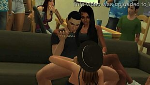 pornstars hanging out at a college party in this sims 4 porn video