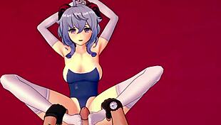 ganyu gives footjob in bikini only 😍 in 3d hentai game