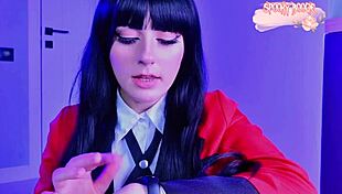 Joi Yumeko Jabami teases with nylon legs until you cum on her soles