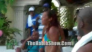 Dominican beauties in wet T-shirt and bikini in a raunchy heat contest