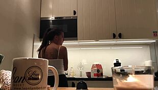 Amazing Nipples Spied On Braless Sylvia In Hidden Kitchen Cam