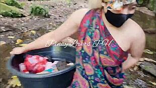 Cute Pinay Creampied in Outdoor Creek