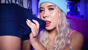 Hey cutie, how does a blonde college student tease your cock over boxers like this?