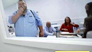 Sasha Pearl sucks Parker's huge dick in the office bathroom!