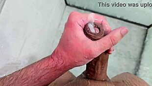 cute twink cums in homemade shower