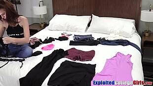 Jaycee toys herself during big cock facial audition, masturbating with natural tits bouncing.