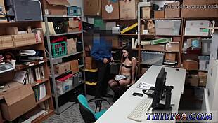 in this backstage scene, a sexy petite teen suspect gets taken to the backroom by an old officer for casting