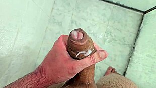cute twink cums in homemade shower
