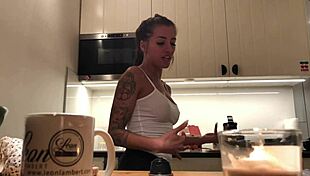 Amazing Nipples Spied On Braless Sylvia In Hidden Kitchen Cam