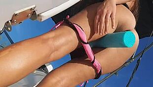 Speed Boat Pussy Display And Pee Show At Local Marina