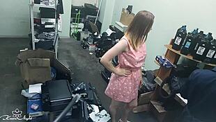 Slutty blonde fingers pussy next to stranger 😈