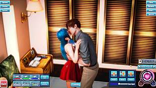 Beautiful Blue Haired Girl Gets Fucked Silly By Him!