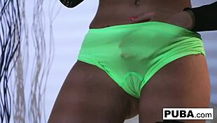 Hot Blonde Britney Amber Teases With Giant Toy!