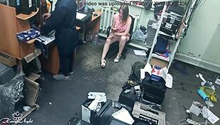 Slutty blonde fingers pussy next to stranger 😈