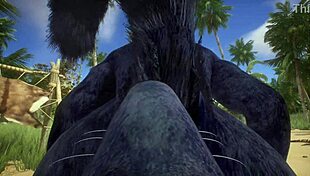 Point of view of two gay wolves intensely fucking with big asses and cum in wildlife setting.