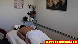Watch this asian masseuse tug cock while spying?