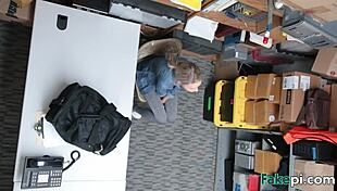 slim blonde babe shows butterfly tattoo and gaping pussy