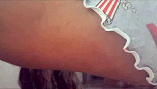 A big dick missionary position with an ebony beauty in a public place with a bottle