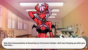 Succubus Gives Blowjob In Gym On First Day