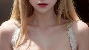 Beautiful woman with large breasts in a solo AI-generated image.