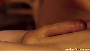 Intense gay genital massage makes him moan loudly with pleasure!