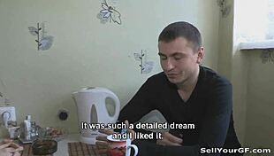 Interracial teen offers shaved pussy for cash blowjob