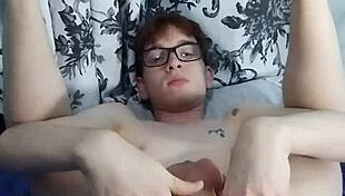 redhead gay amateur masturbates with dildo and cums rough