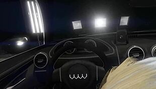 In GTA 5, a first-person view of picking up hooker number 8