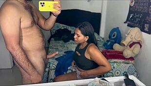 Cute Latina Bent Over for Close-Up Doggystyle Cum