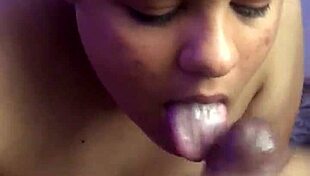 Taking that fat big black cock in my mouth for a spit swallow