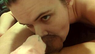 Sweet tooth eating cotton candy off his cock and giving a blowjob.