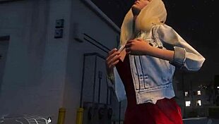 In GTA 5, a first-person view of picking up hooker number 8