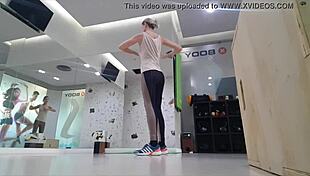 Cute Blonde Teen Warming Up At The Gym