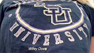 look at this sexy milf flashing her tits on a hike