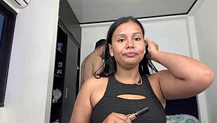 Cute Latina Bent Over for Close-Up Doggystyle Cum