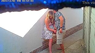 The CCTV caught the couple fucking outside the restaurant.