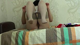 Girl measures panties and masturbates
