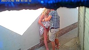 The CCTV caught the couple fucking outside the restaurant.